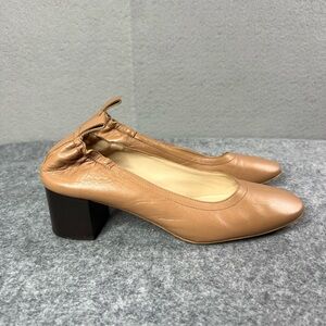 Everlane Day Block Heel Shoes Womens 8 Tan Beige Italian Leather Scrunch Heel